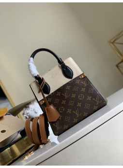 LV FOLD TOTE PM CREAM KHAKI BLACK